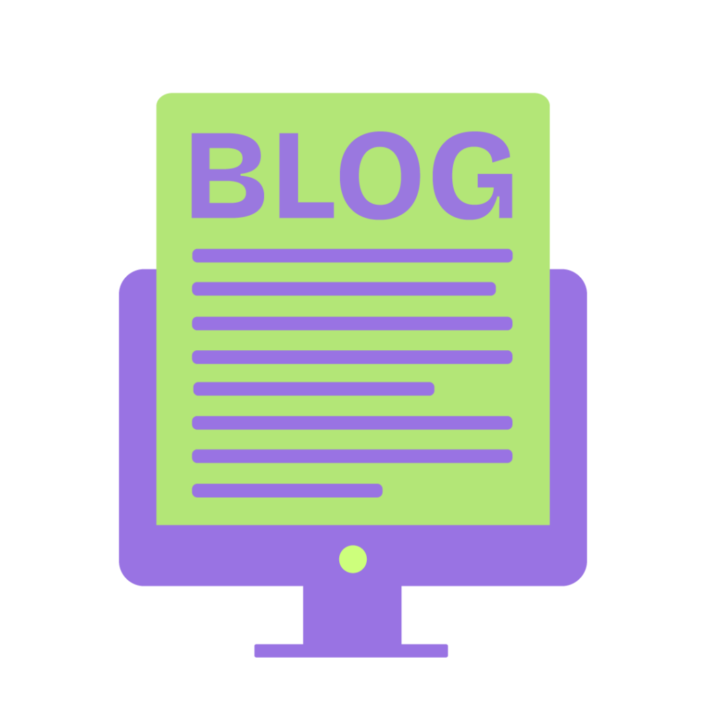 Ein Computer mit einem Paperbogen auf dem steht: Blog